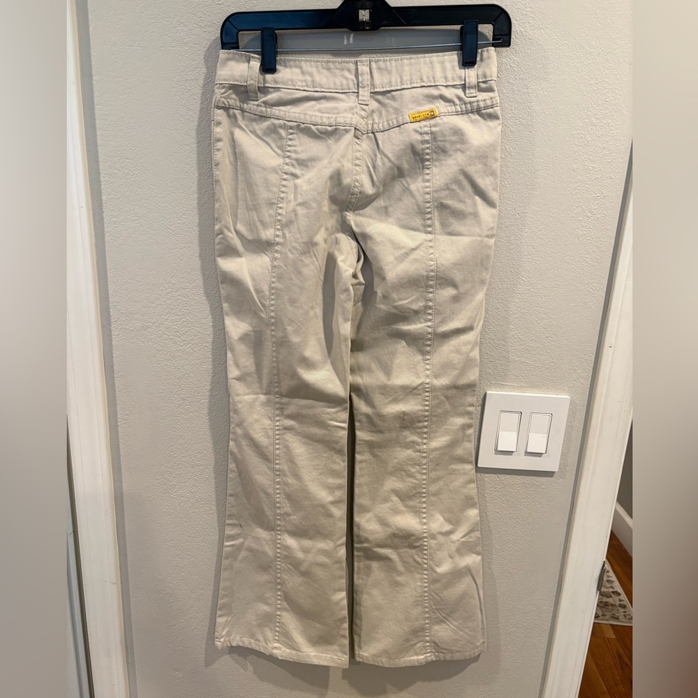 Vintage Y2K Gasoline Hippie Embroidered Flare Khaki Pants Women’s Size 12 EUC - Picture 5 of 16